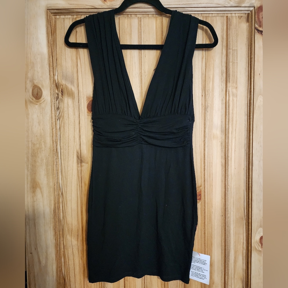 Plunge neck bodycon mini dress